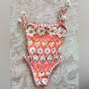 Shade Critters Pink Floral Patterned Swimsuit Toddler Girl